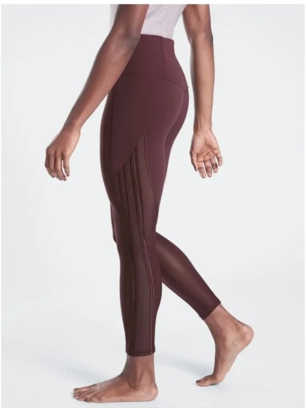 Athleta Shakti Mesh 7/8 Tight in Spiced Cabernet